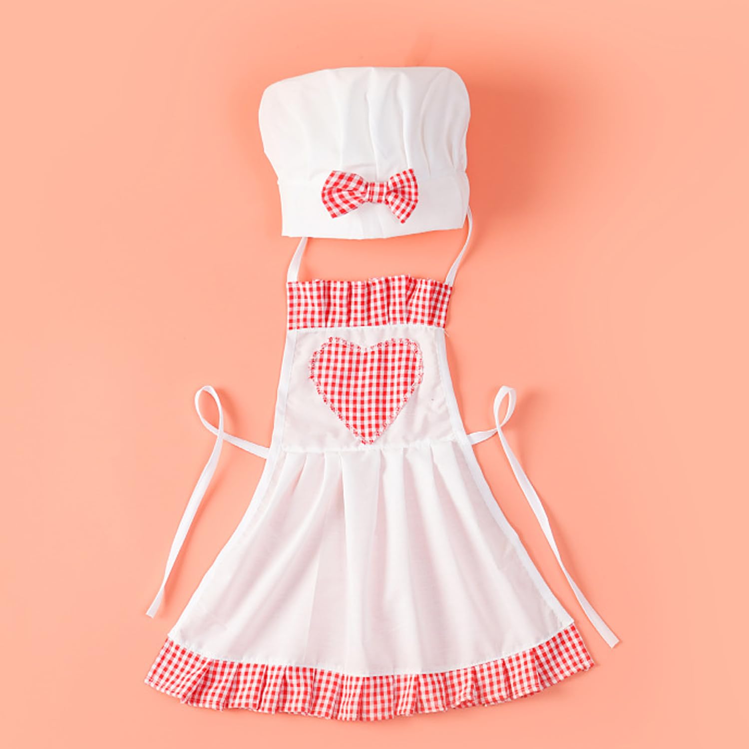 Zeroest Baby Chef Outfit Photography Props Toddler Funny Chef Apron Props For Photoshoot Baby Photo Chef Hat Maid Costume (Plaid
