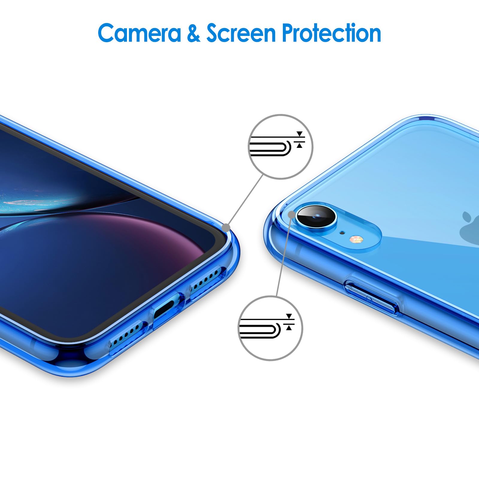 Jetech Case For Iphone Xr 6.1 Inch, Non Yellowing Shockproof Phone Bumper Cover, Anti Scratch Clear Back (Blue)