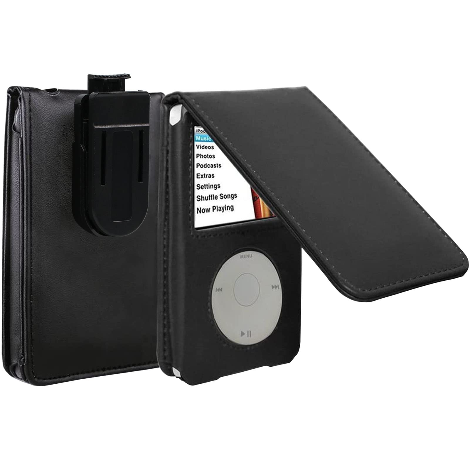 Hal V Top Leather Case For Apple Ipod Video Classic 80G 120G 160G 60G Classic Protective With Movable Belt Clip Black