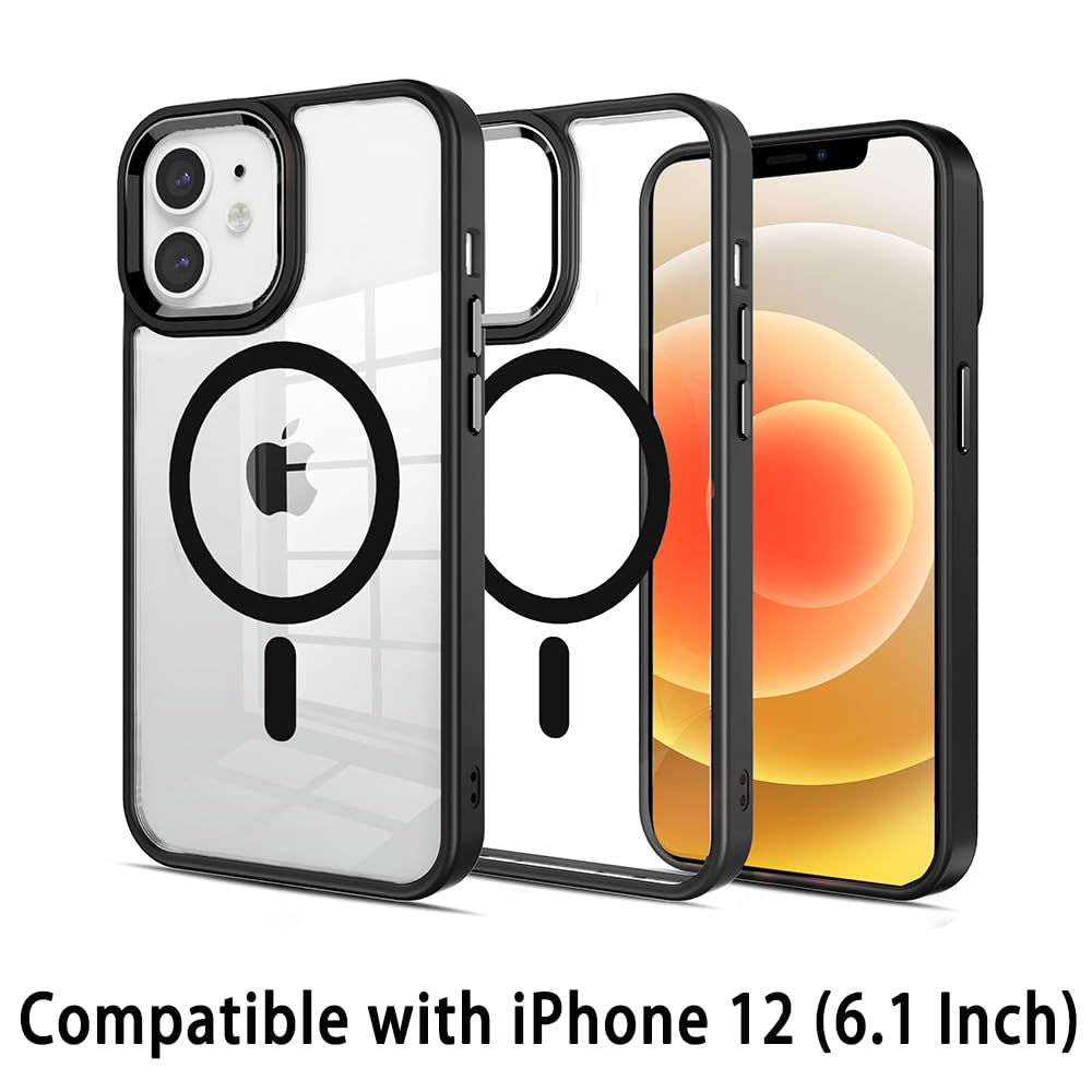 Pinlisheng Magnetic For Iphone 12 Case,Compatible With Magsafe, Military Grade Drop Tested, Shockproof Clear Hard Back Slim Case