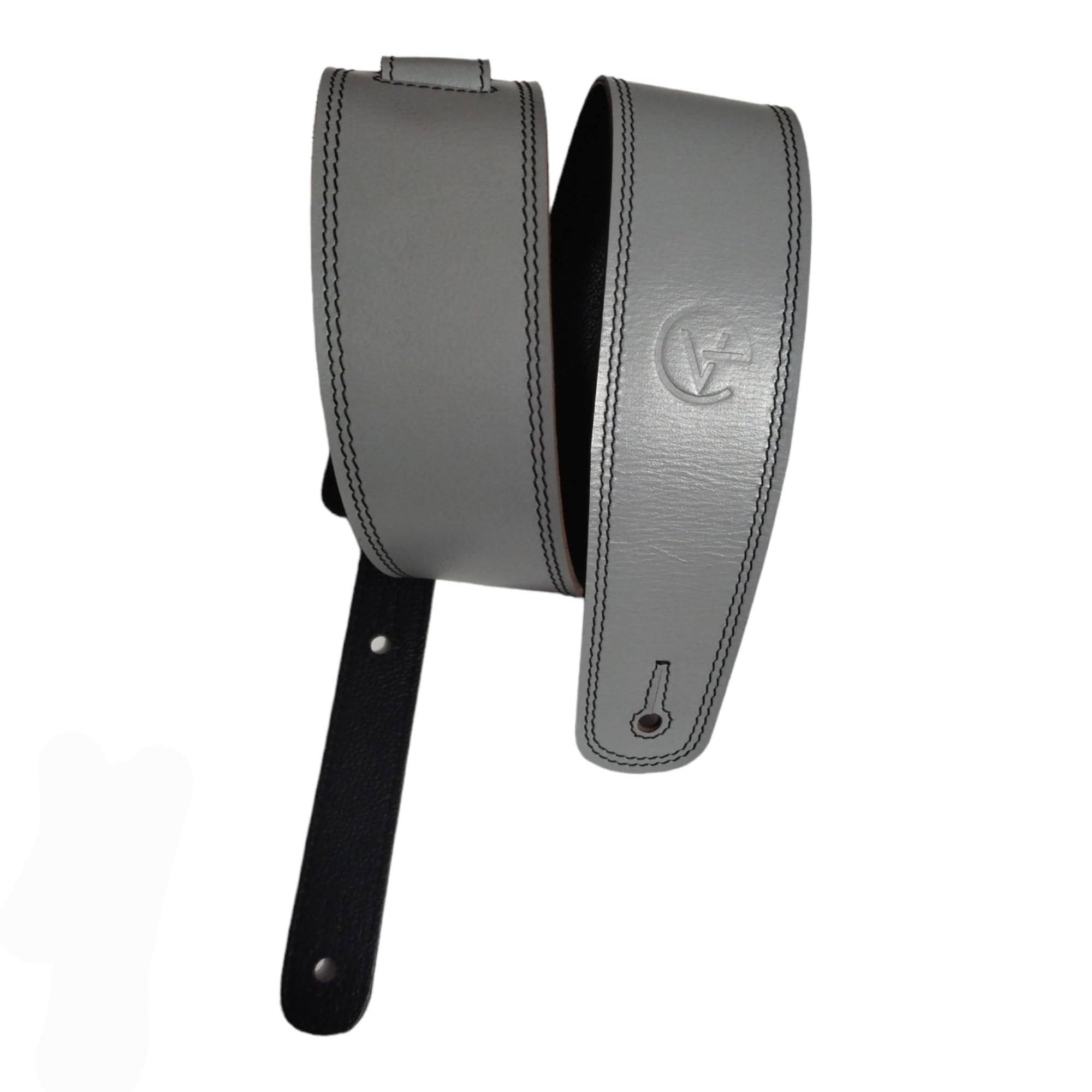 Ve CREATION Leather Guitar Strap (Smoky Gray & Black) | 2.5?Wide | Adjustable 4256?| For Bass, Electric, Acoustic, Heavy Guitar