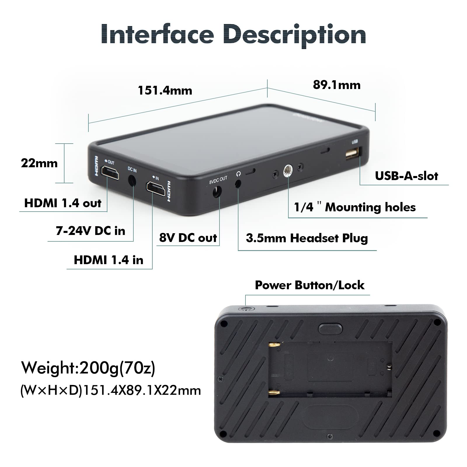 Desview R5Ii Camera Field Monitor, 5.5 Inch 800Nits Touch Screen Camera Monitor 4K Hdmi Full Hd 1920X1080 Ips With 3D Lut Wavefo