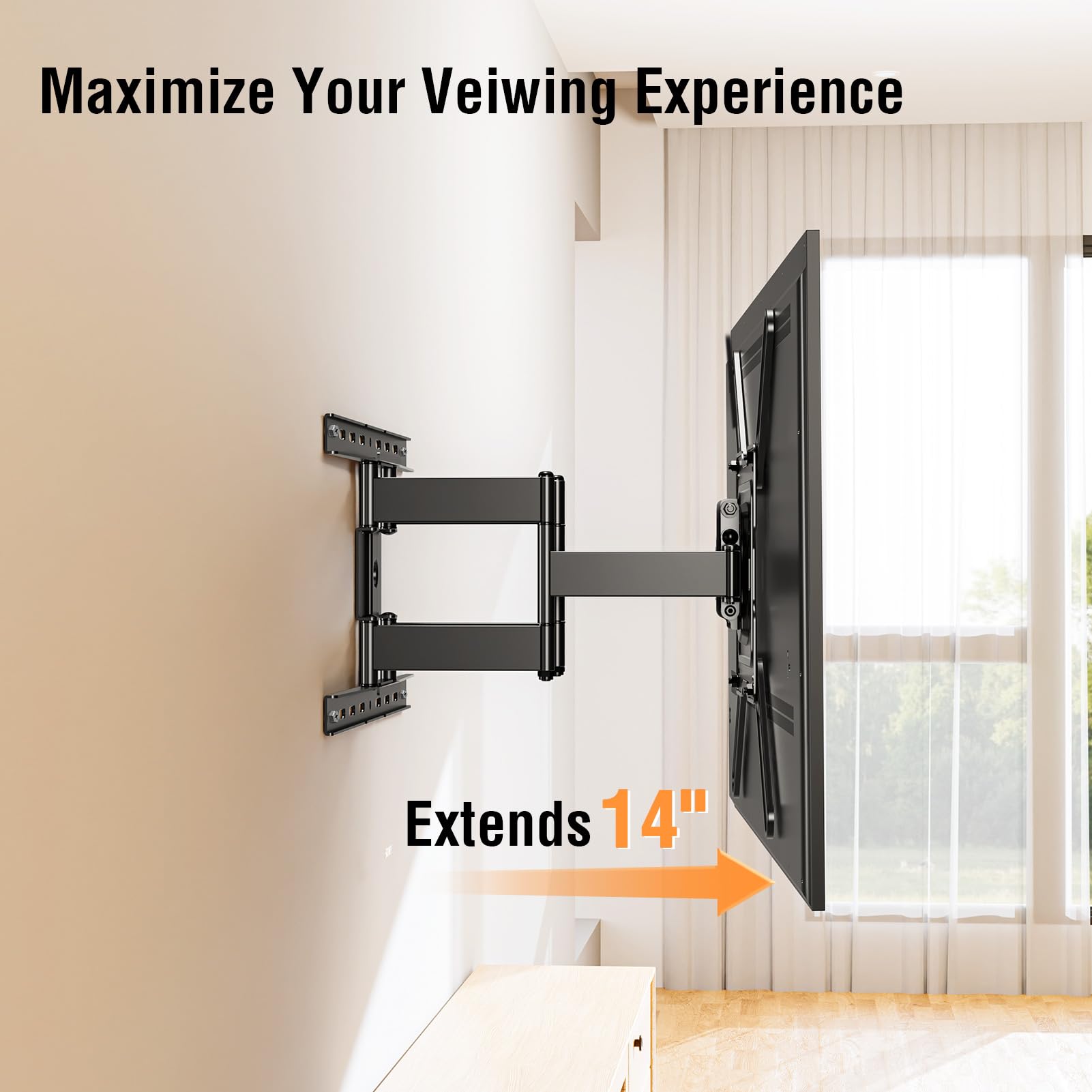 Elived Ultra Slim Tv Wall Mount For Most 26 60 Inch Tvs, Low Profile Wall Mount Tv Bracket, Full Moiton Tv Mount Swivel And Tilt