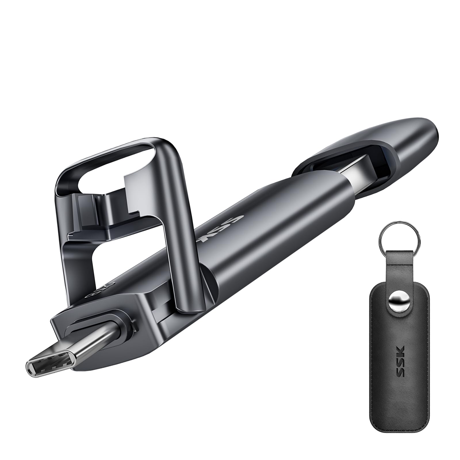 Ssk 2Tb External Usb Ssd,Fast 550Mb/S 2 In 1 Dual Drive Usb Type C+ Usb A 3.2 Gen2 Solid State Thumb Drive Data Storage For Iphone 15/Ps4/Android Phone/Tablet/Windows/Mac