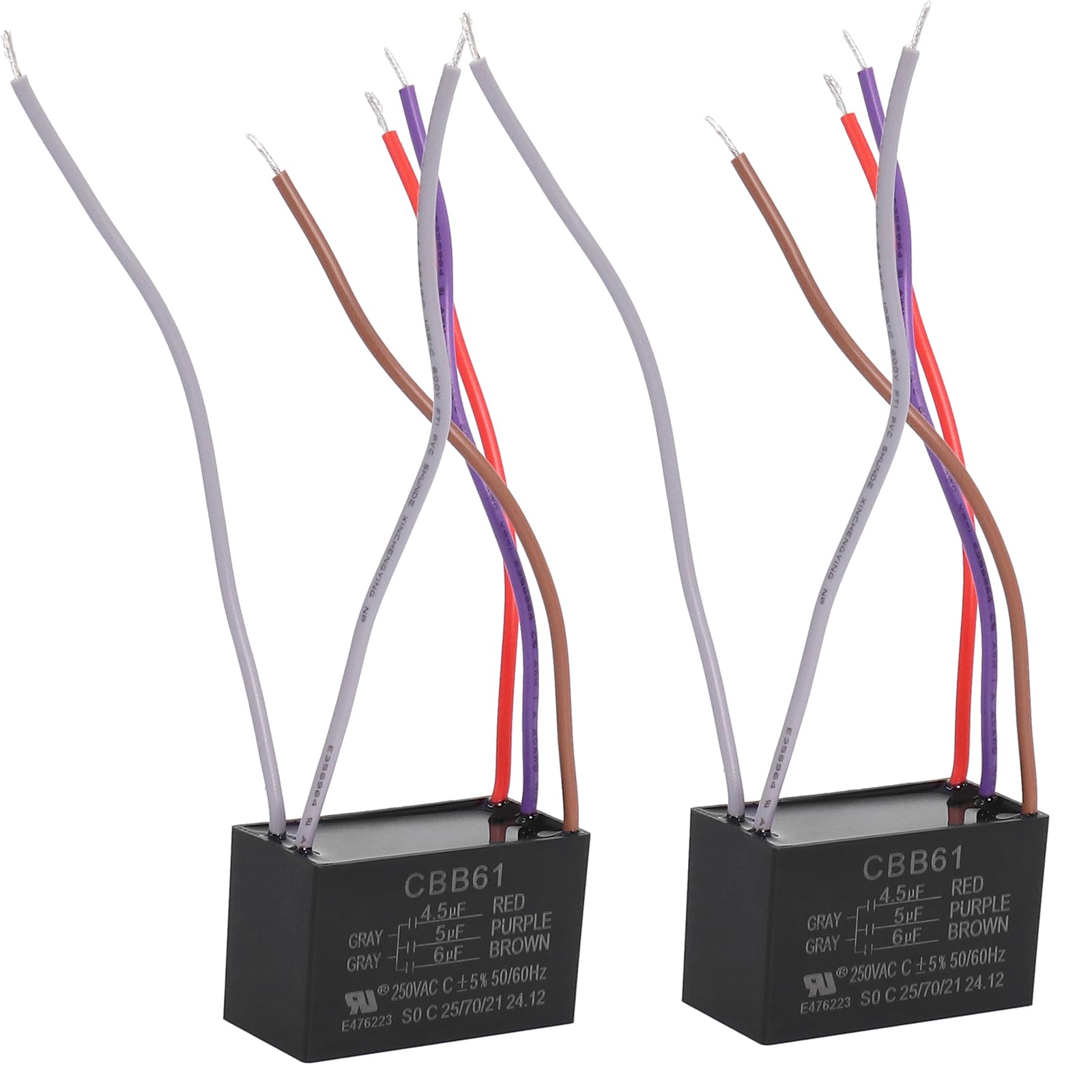 Podoy Ceiling Fan Capacitor Cbb61 5 Wire For Compatible With New Tech 4.5Uf+5Uf+6Uf 250Vac (Pack Of 2)