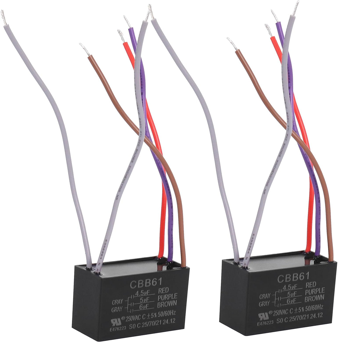 Podoy Ceiling Fan Capacitor Cbb61 5 Wire For Compatible With New Tech 4.5Uf+5Uf+6Uf 250Vac (Pack Of 2)