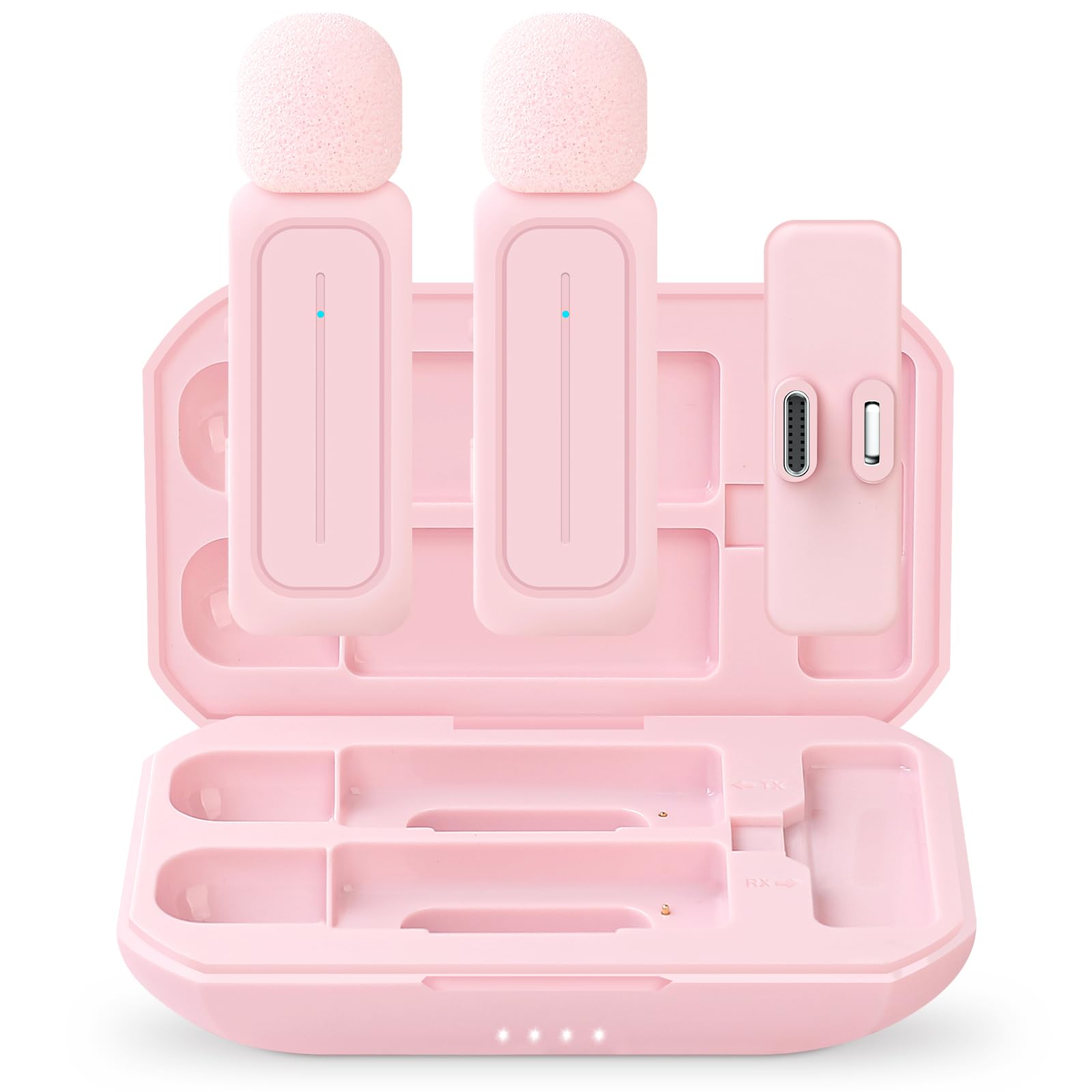 Ecomxia 2 Pack Wireless Lavalier Microphone for iPhone iPad Android with Charging Case - 7H Clip on Lapel Microphone Wireless fo