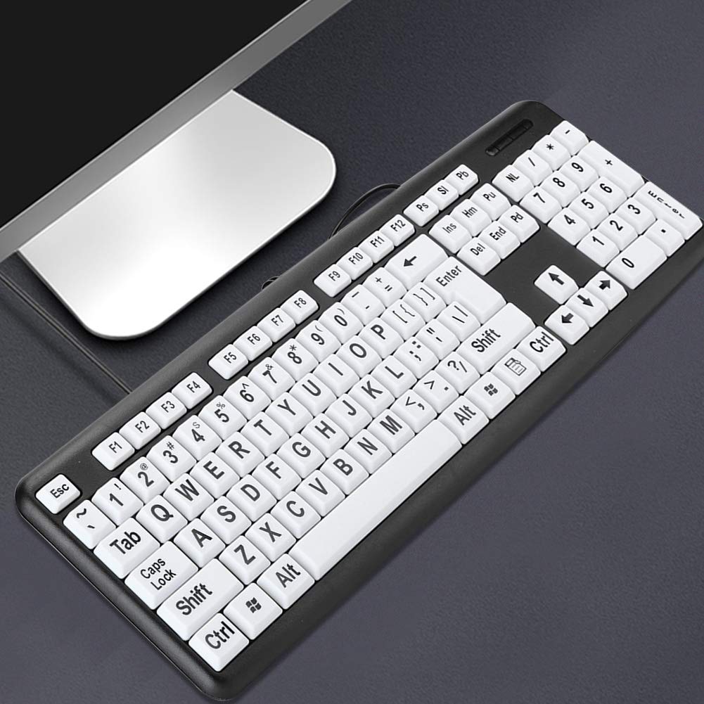 Kafuty 1 Large Print Computer Keyboard Wired Large Letter Key Keyboard Usb Low Vision Keyboard With Oversized Print Letters For