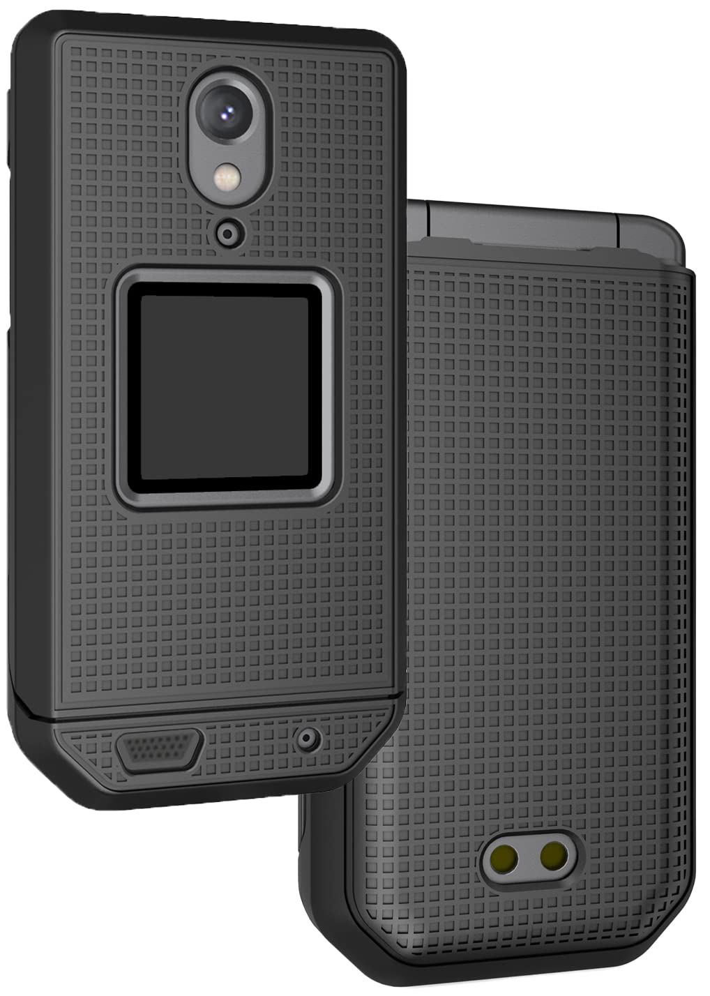 Case With Clip For Cat S22 Flip Phone, Nakedcellphone [Black] Slim Hard Shell Cover And [Rotating/Ratchet] Belt Hip Holster Hold