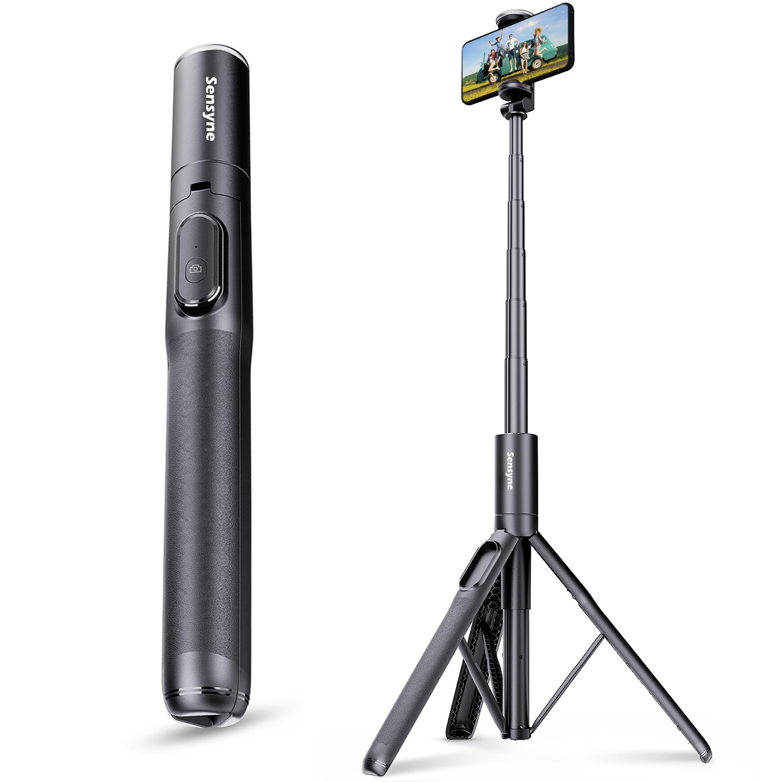 Sensyne 68'' Phone Tripod & Selfie Stick, Lightweight All In One Phone Tripod Integrated With Wireless Remote Compatible With Al