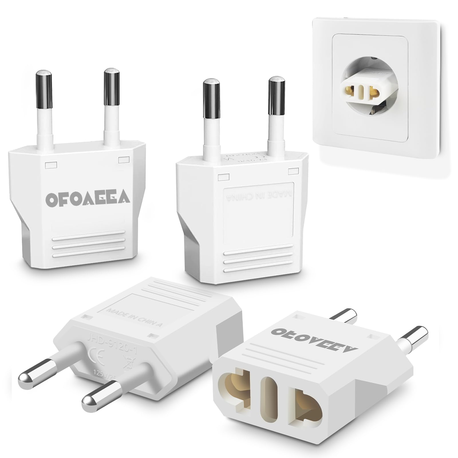 European Travel Plug Adapter, 4 Pack Type F Plug Adapter, Us To Europe Plug Adapter, European Plug Adapter, Adapter For Europe P