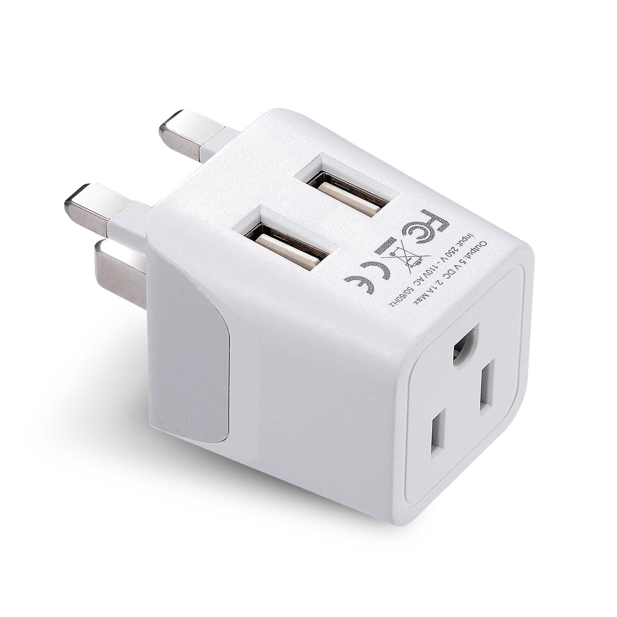 Ceptics European Plug Adapter, Safe Usb C 30W Pd & Qc 3.0 2 Usa Socket   Compact & Powerful   Use In Greece, Italy, Switzerland,