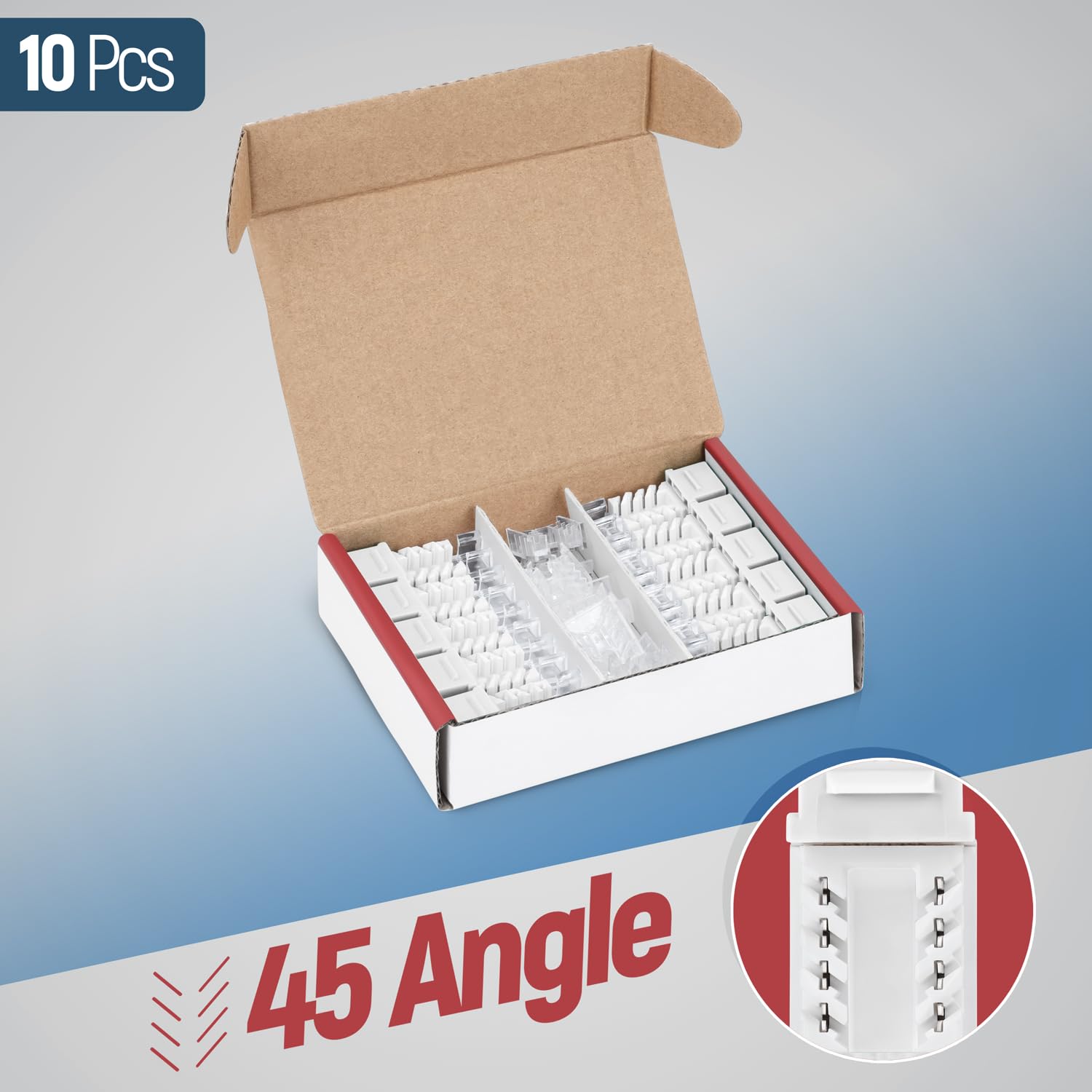 Everest Media Solutions 45 Angled Cat6 Keystone Jack In White   Slim Profile Rj45 Ethernet Connector   Compatible With 45 Angled