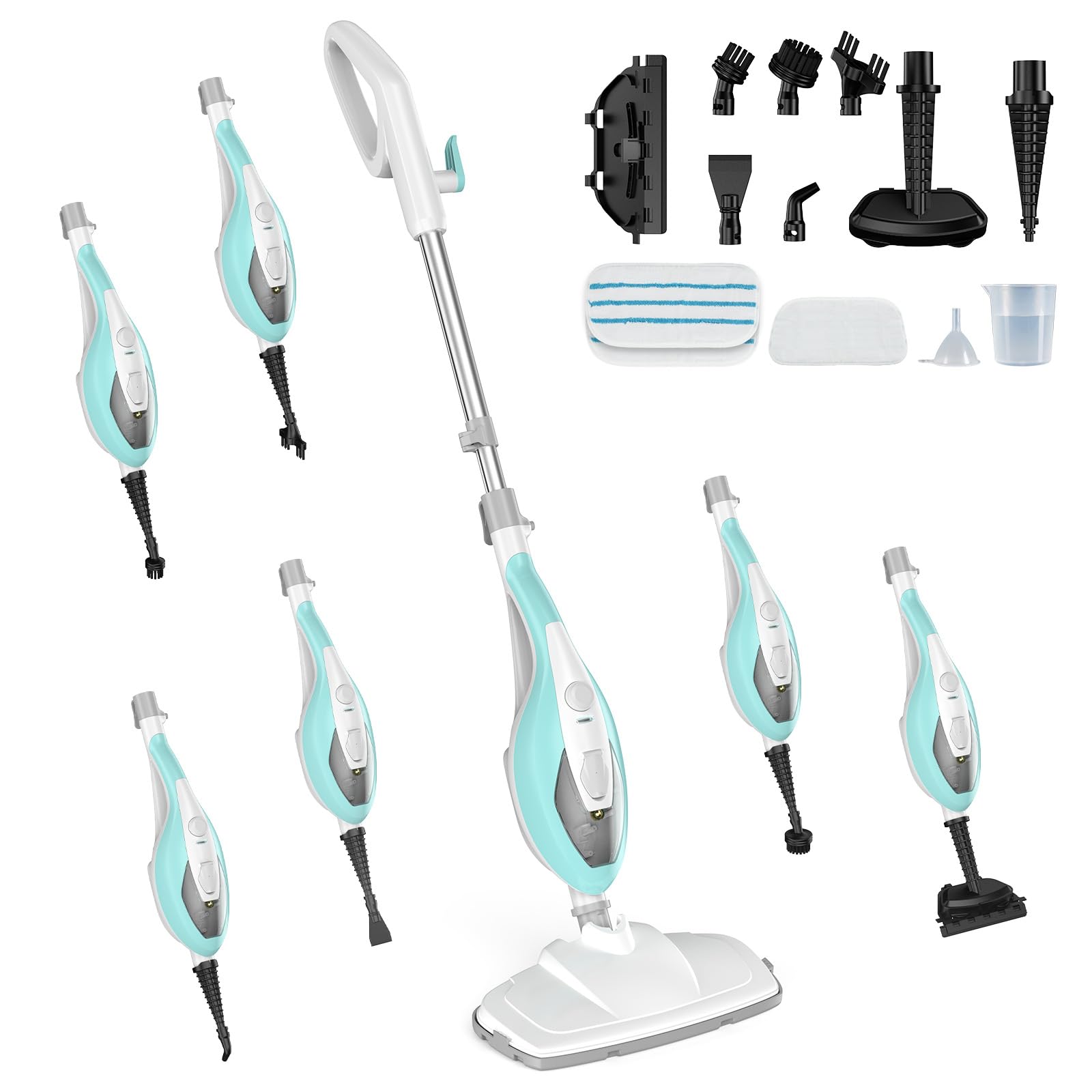 DUMOS 10-in-1 Multifunctional Steam Mop, 1550W Detachable Handheld Steam Cleaner, 16FT Power Cord with 2 Reusable Pads, Floor St