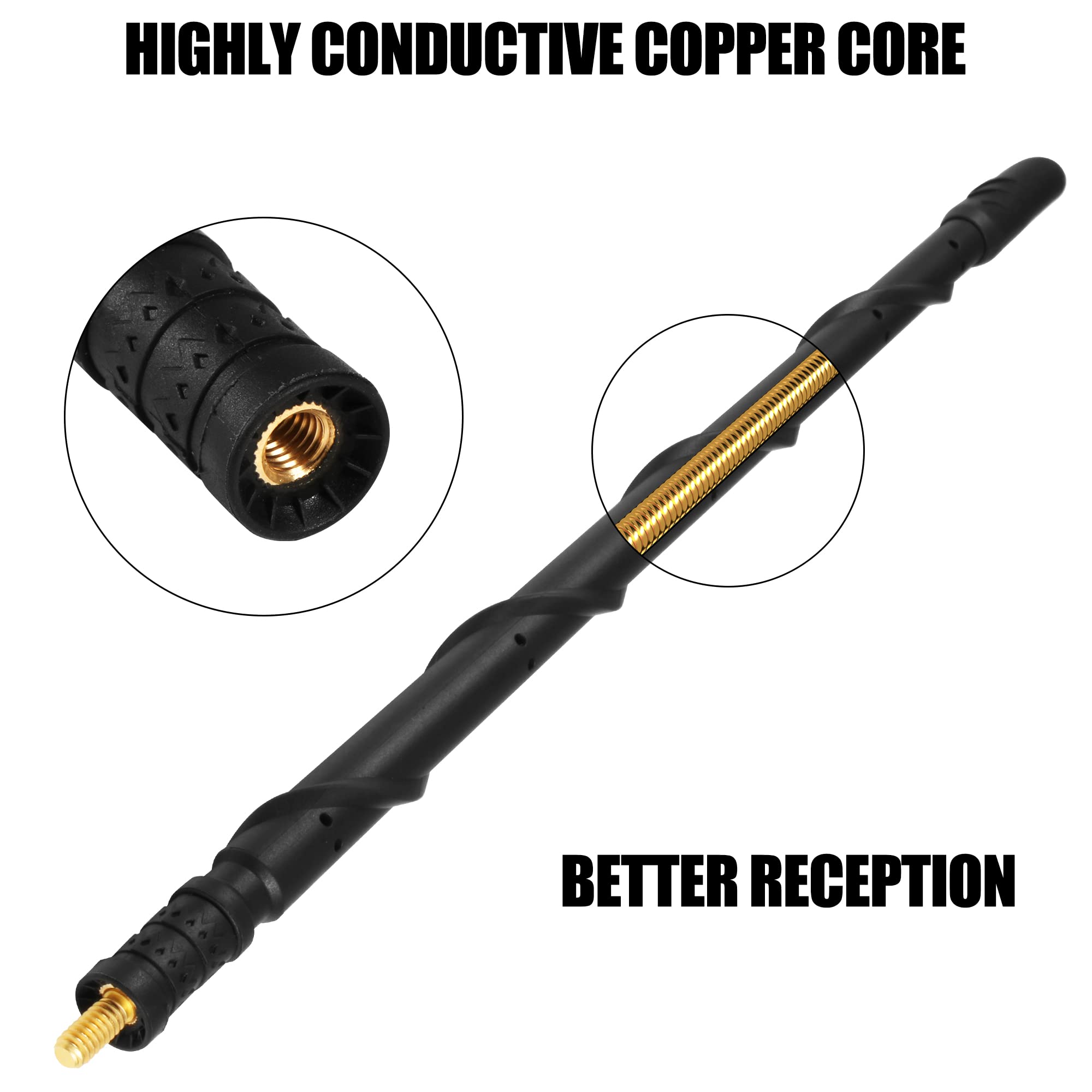 Ksaauto Antenna Accessories For Dodge Ram 1500 2500 3500 2009 2023, 13 Inch Flexible Rubber Ram Replacement Antenna, New Spiral