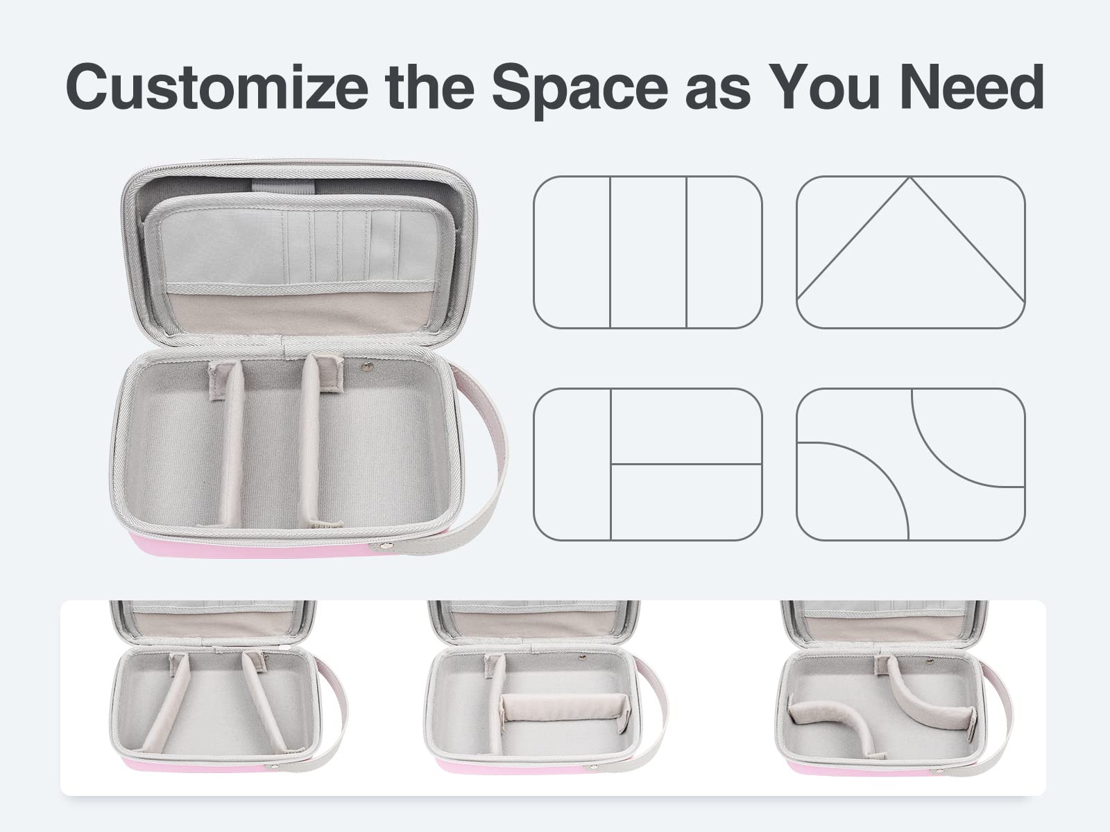 Luxtude Electronic Organizer Travel Case, Tech Organizer For Women, Hard Charger Case, Travel Tech Bag, Pink Electronics Bag, Tr