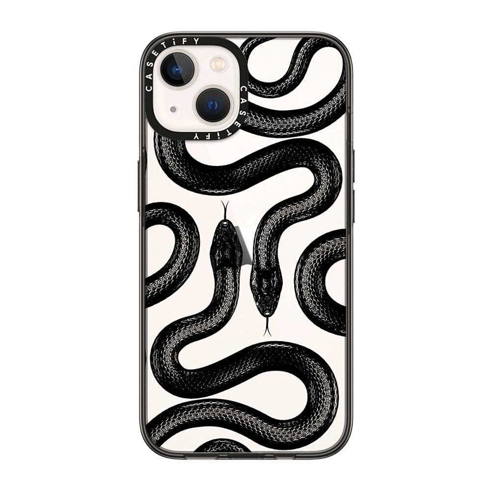 Casetify Compact Iphone 14 Case [2X Military Grade Drop Tested / 4Ft Drop Protection]   Black Kingsnake   Clear Black