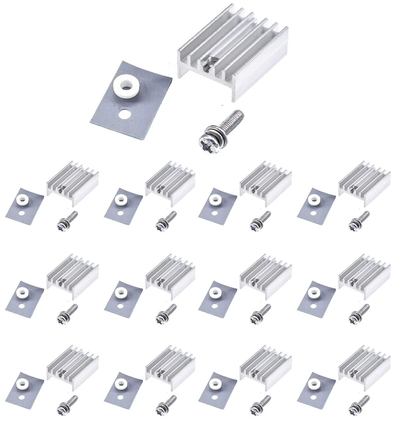 Easycargo 12 Packs To 220 Heatsink + Insulator/Mounting Kits For Lm317 Lm317T L7805 L7812 L78Xx Voltage Regulator, Irf Z44N 3205