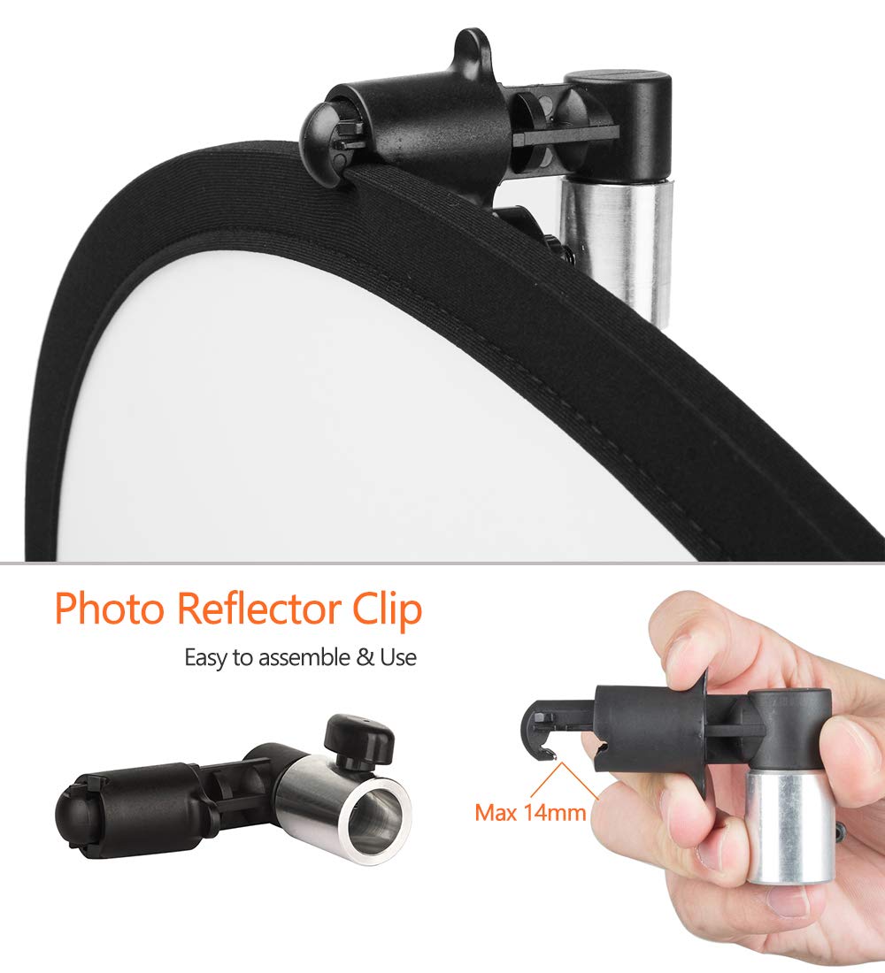 Photo Light Reflector 24X36 Inches/ 60X90 Cm 5 In 1 Diffuser Photography Collapsible With Bag And Reflector Holder Clips For Stu