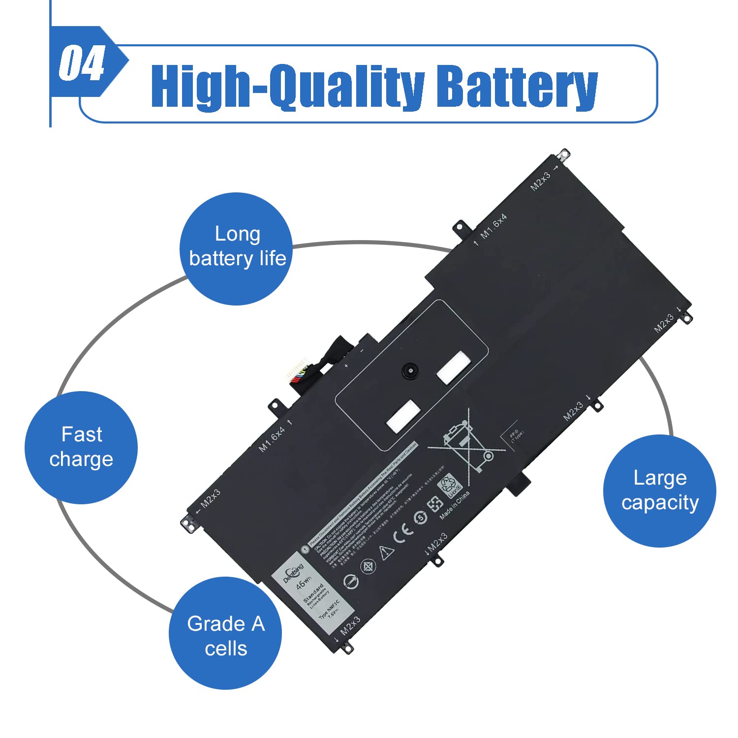 Dentsing Nnf1C 7.6V 46Wh Laptop Battery For Dell Xps 13 2 In 1 9365 Xps 13 9365 2 In 1 2017 Xps 13 9365 D1605Ts D1805Ts D2805Ts