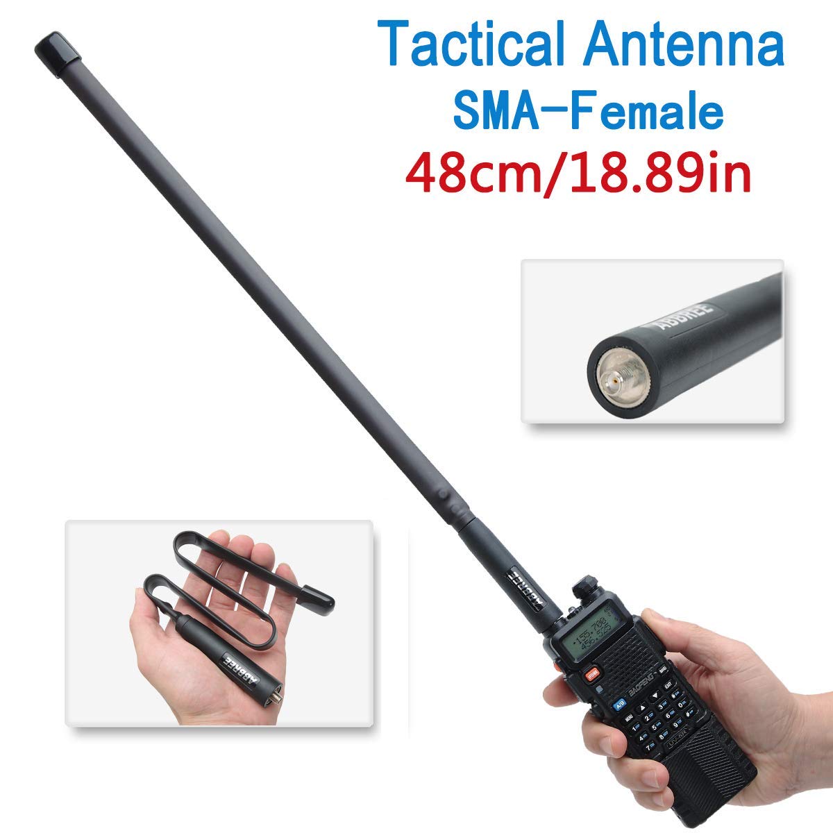 Abbree Sma Female Ham Radio Antenna Vhf/Uhf 18.8 Inch 144/430Mhz High Gain Foldable Cs Tactical Antenna For Baofeng Uv 5R Bf F8H
