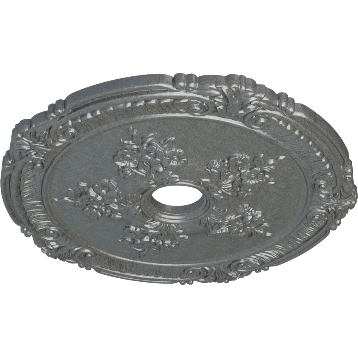 Ekena Millwork Cm26Atpls Attica With Rose Ceiling Medallion, 26''Od X 3 3/4''Id X 1 1/2''P, Hand Painted Platinum