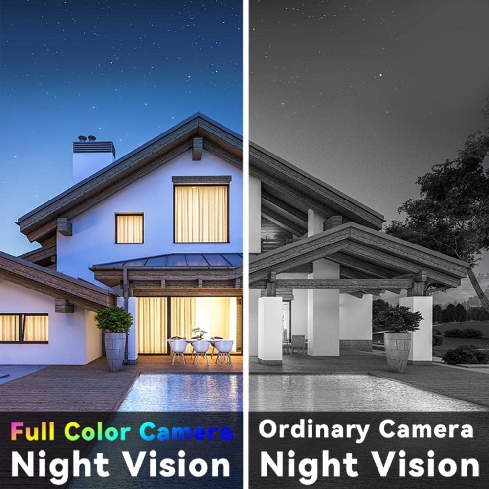 5Mp Full Color Night Vision Colorvu Turret Dome Ip Camera With Visible White Led Lights, 2.8Mm Wide Angle, Outdoor Built In Mic,