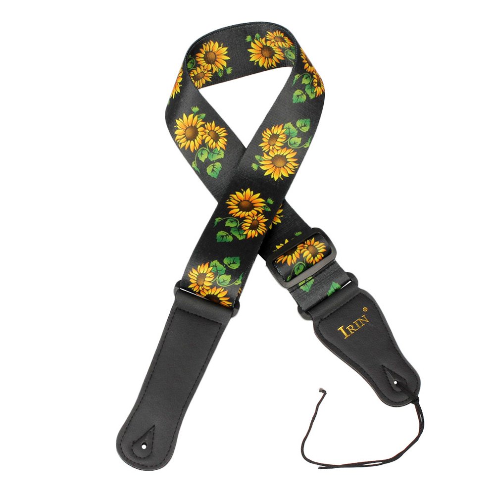 Festnight IRIN Guitar Strap Adjustable Polyester Belt PU Leather Ends for Acoustic Folk Classic Electric Guitar Bass