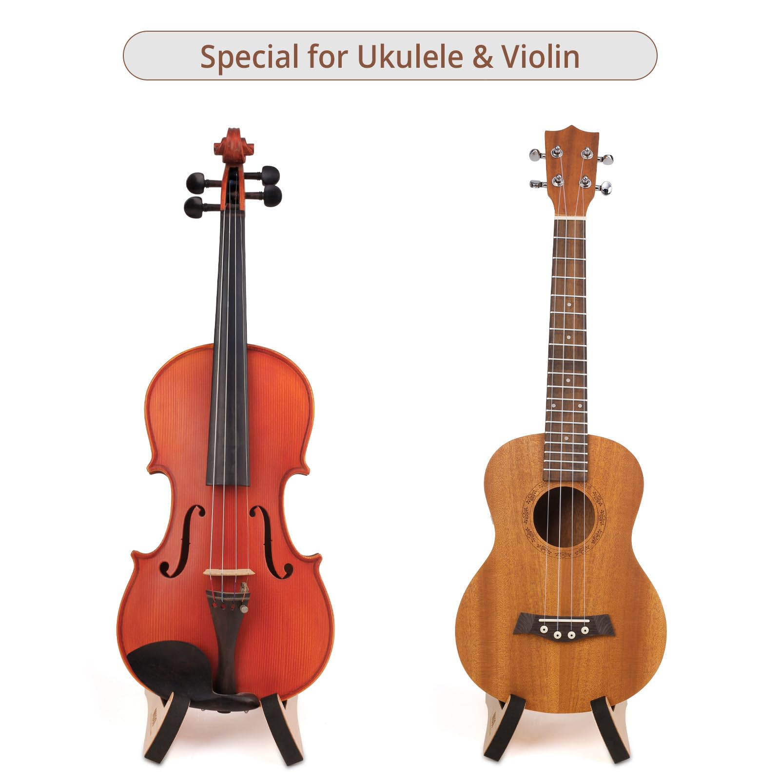 Muso Mini Violin Stand, Premium Solid Wood, Lightweight&Stylish Holder For Violin,Ukulele And Banjo (Rosewood)