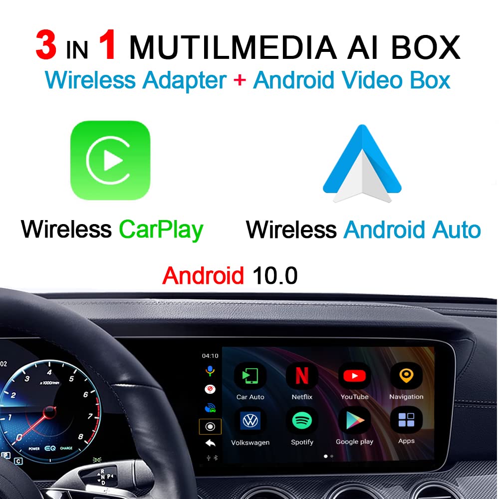 Onince Wireless Carplay Adaper With Netflix, 4+64G Carplay Box 2.0 Pro With Youtube Disney+, Work With Both Iphones And Android