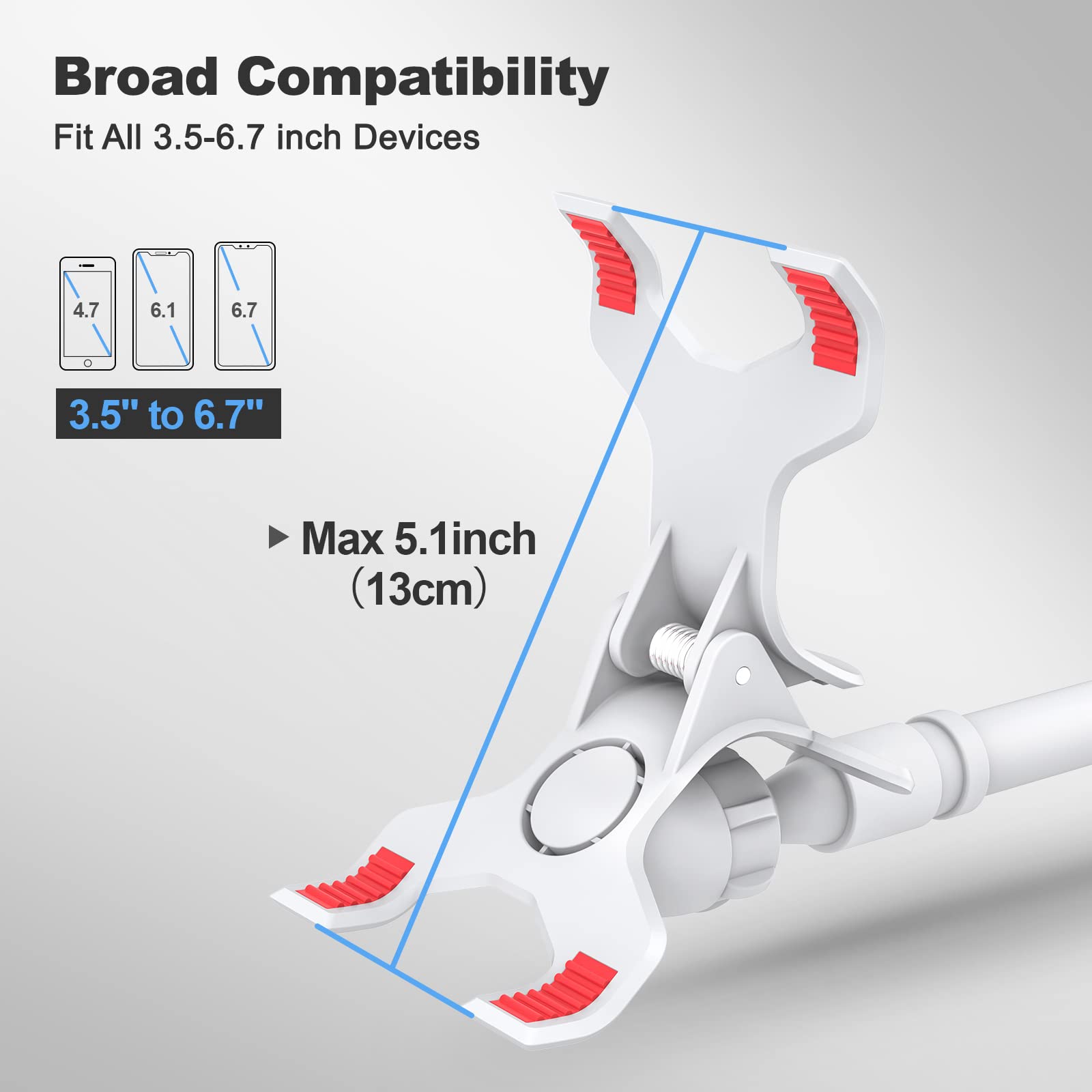 Vivi Mao Gooseneck Cell Phone Holder, Universal 360 Flexible Phone Stand Lazy Bracket Mount Long Arms Clamp For Phone 13 Pro Xs