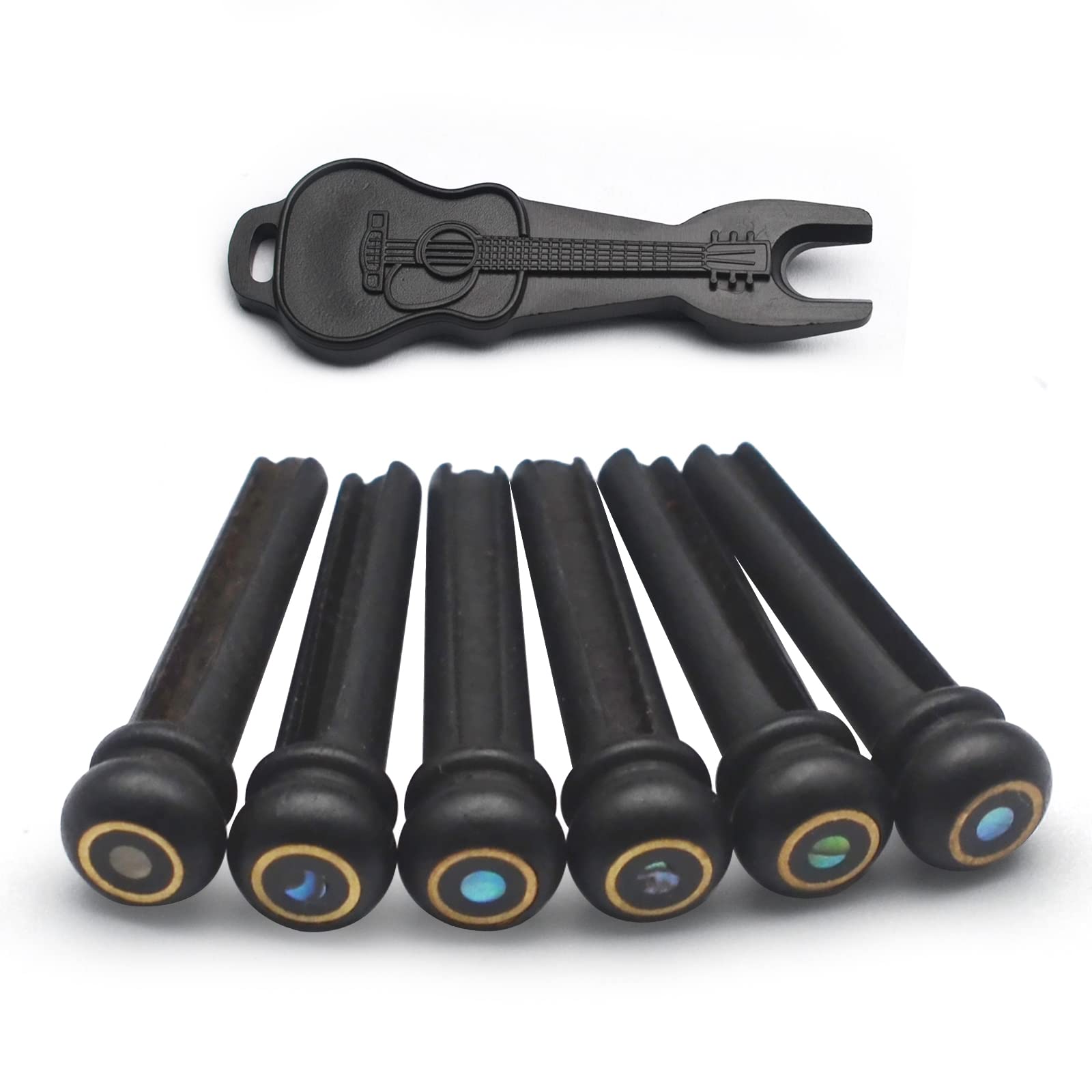 Maxcheer 6Pcs Guitar Bone Bridge Pins Natural Bone Color Replacement Parts With Abalone Dot