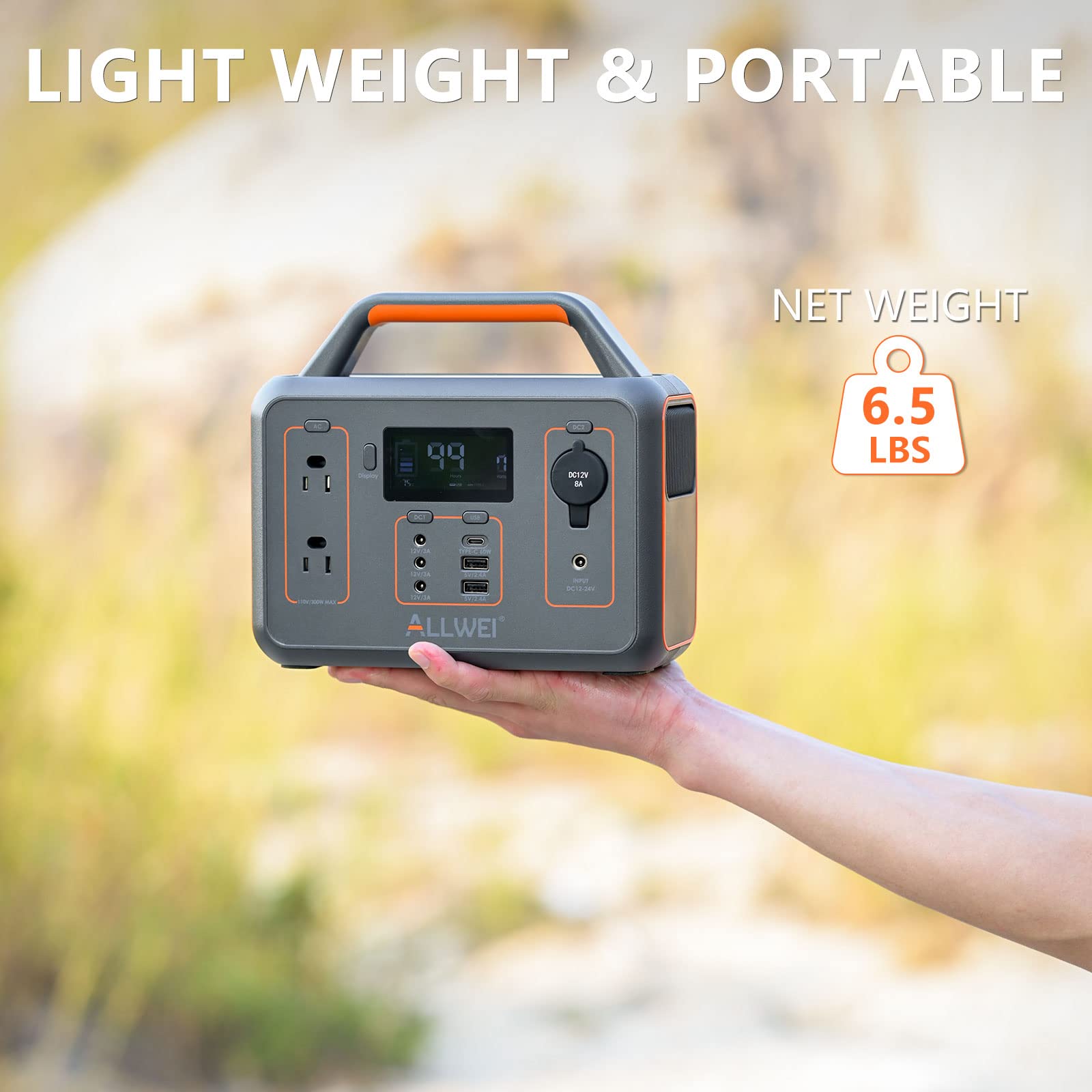 Allwei 300W Solar Generator With 100W Solar Panel Included, 280Wh Portable Power Station With Ac Outlet Usb Port, Solar Powered