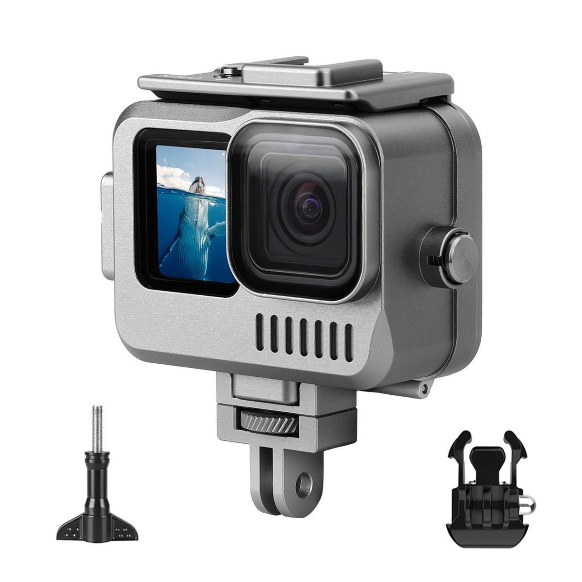 Aluminum Waterproof Case For Gopro Hero 12/11/10/9 Black, Protective 131Ftunderwater Dive Housing Shell With 2 Cold Shoe For Gop