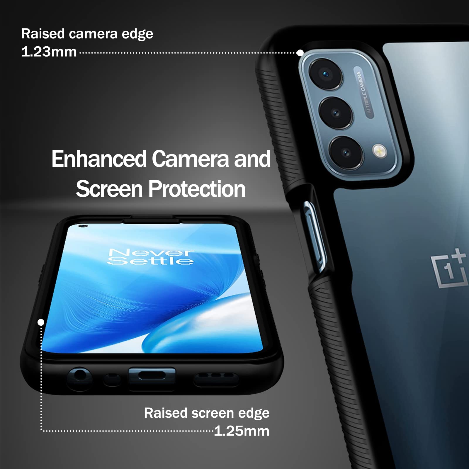 Wahhle Oneplus Nord N200 5G Case, Built In Screen Protector Full Body Shockproof Slim Fit Bumper Protective Phone Cover For 1+ N