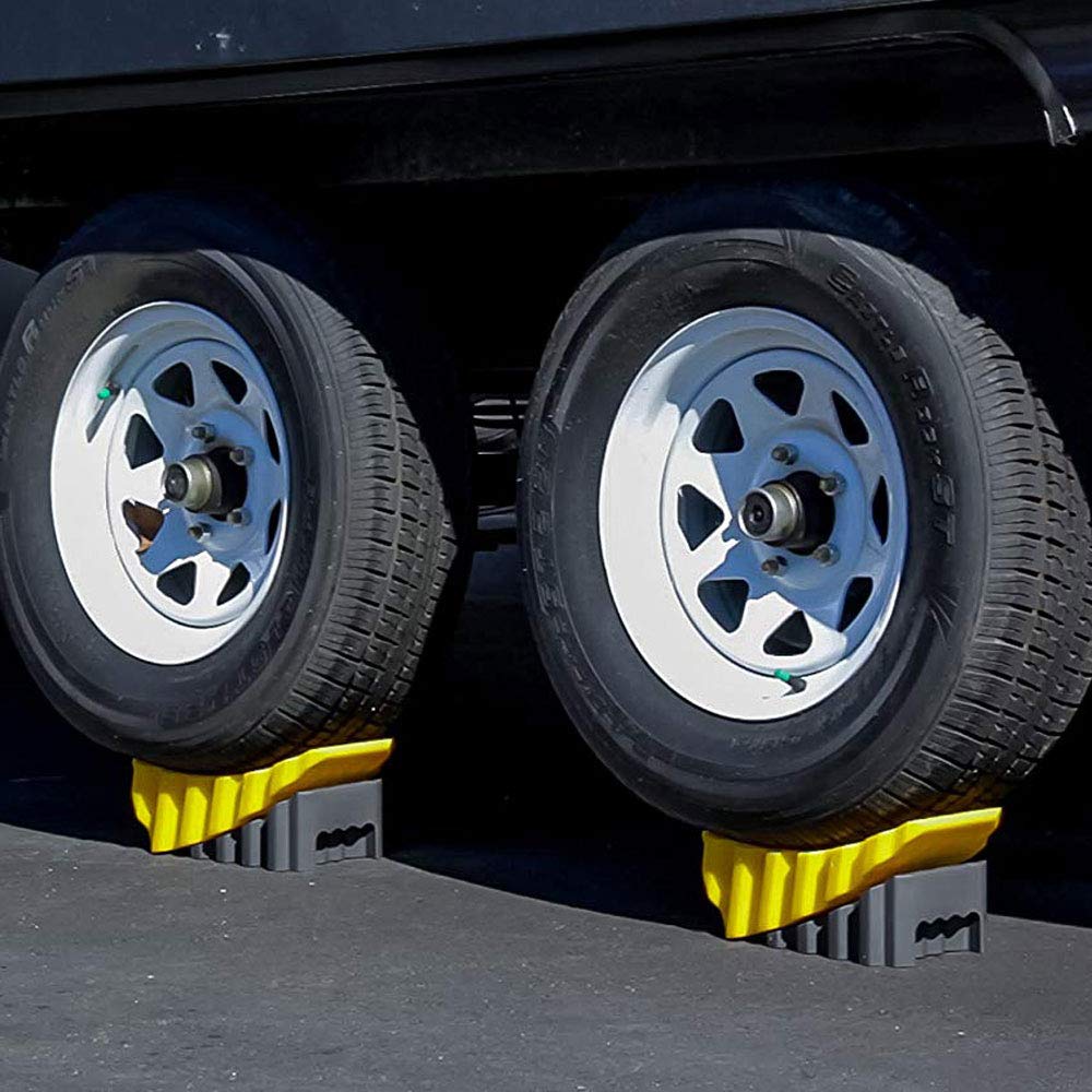 Camco Rv Curved Leveler With Chock - 2 Pack - Easy Drive-On Leveler Adds Up To 4'' In Height (44425),WBAUVB0751TG8MH