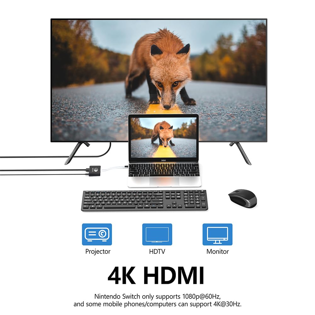 Switch 2 Dock, Tv Docking Station For Nintendo Switch/Switch Oled/Steam Deck,4K@30Hz/1080P@60Hz Portable With Pd 100W Charging,