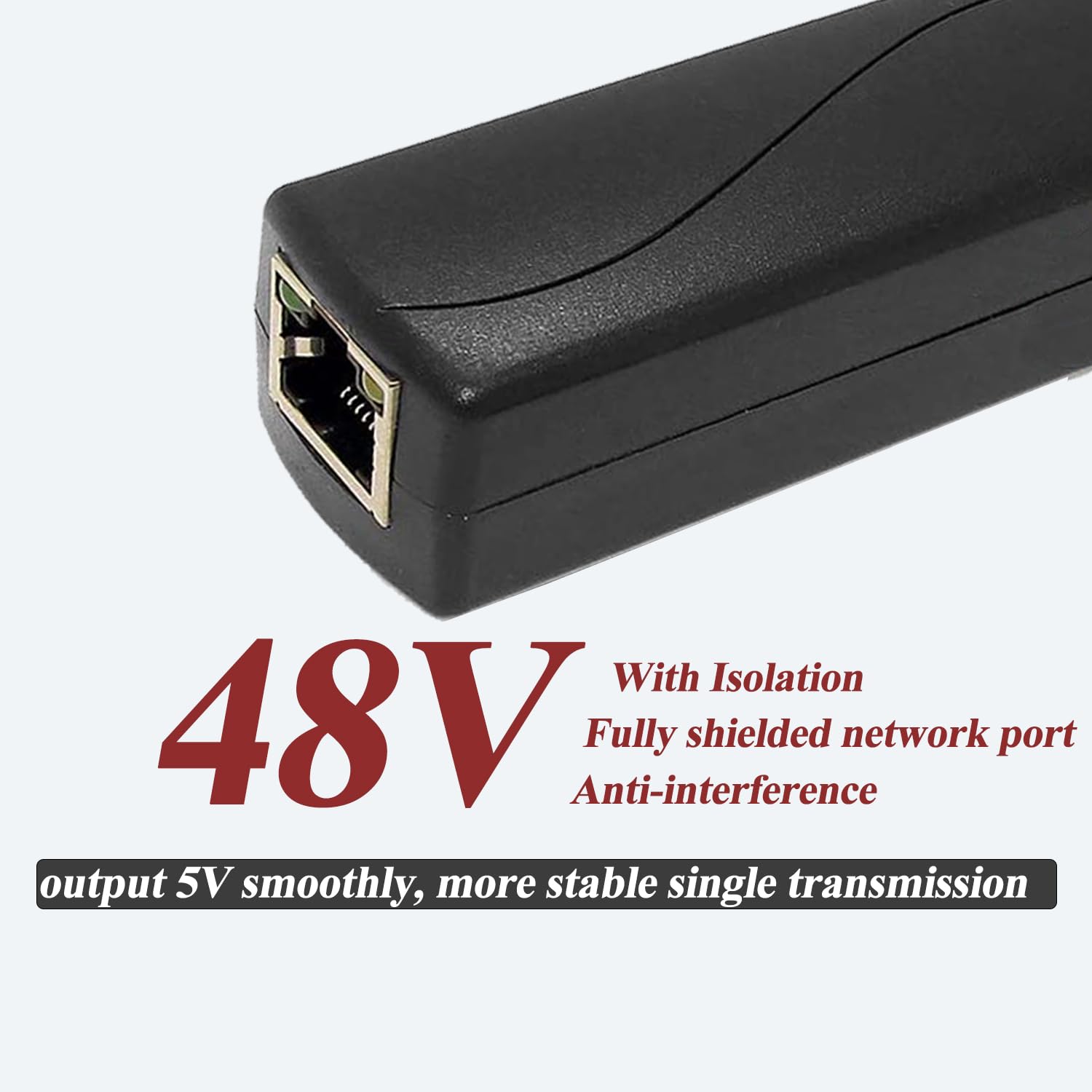 Revodata Type C Port Poe Splitter Gigabit 5V/3A, Poe To Usb C 5V/3A Output, Gigabit Ethernet Compatible With Ieee802.3Af/At, Plu