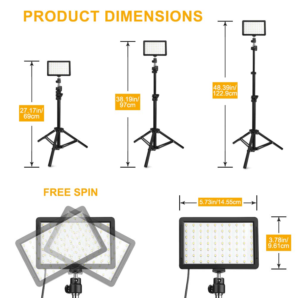 3 Packs 70 Led Video Light With Adjustable Tripod Stand/Color Filters, Obeamiu 5600K Usb Studio Lighting Kit For Tablet/Low Angl