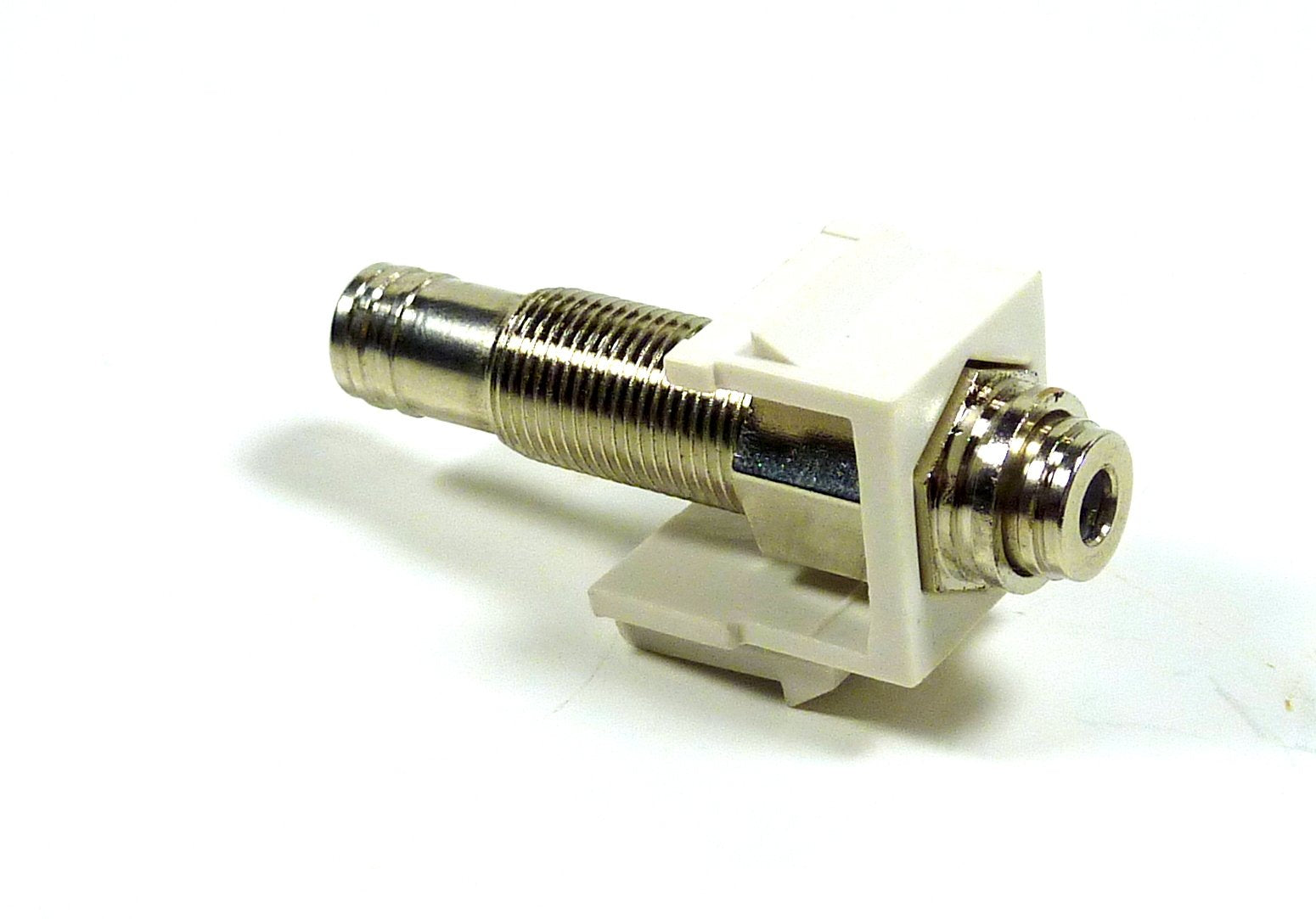 Philmore Snap In 1/8'' 3.5Mm Trrs 4 Pole Conductor White Keystone Female Jack In Line Modular Coupler For Wall Plate; 45 778