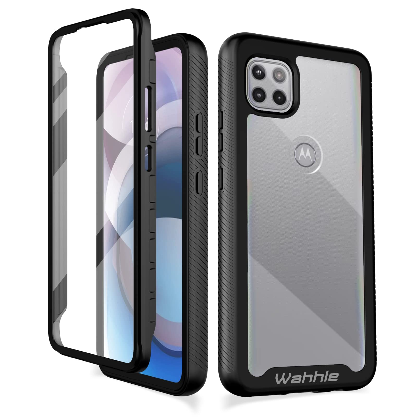 Wahhle Compatible With Motorola One 5G Ace Phone Case, Built In Screen Protector Full Body Shockproof Slim Fit Bumper Protective