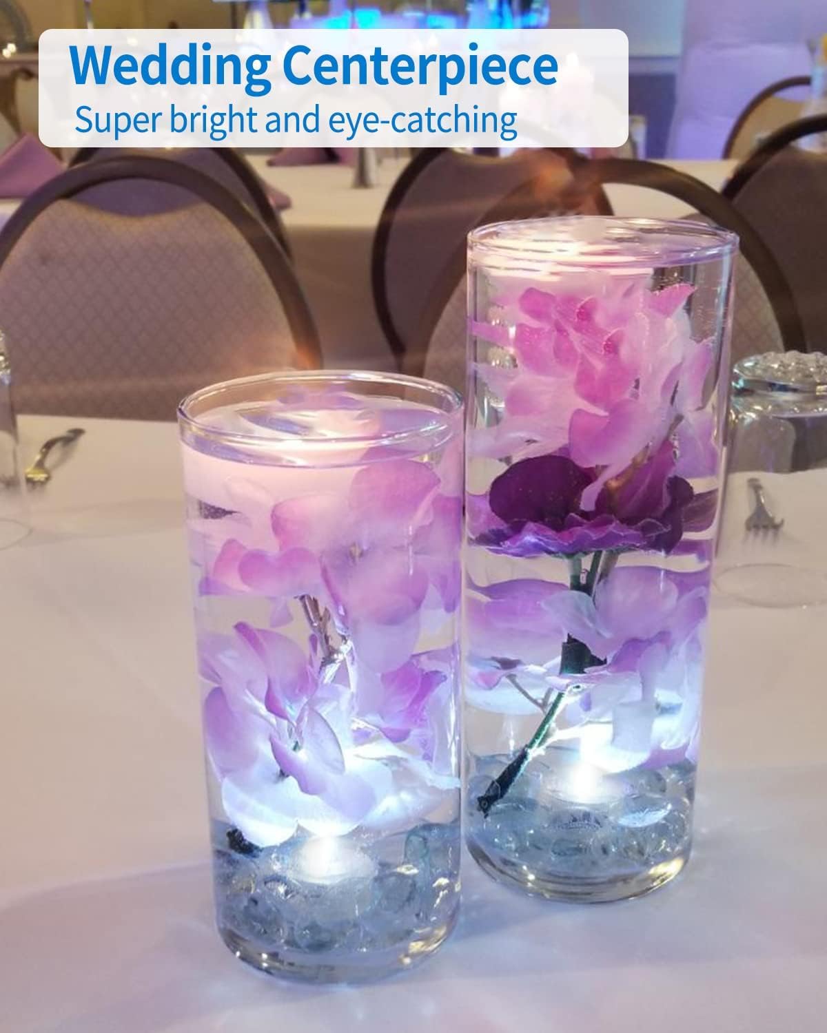 Shymery Submersible Led Lights,24 Pack Waterproof Tea Lights,White Led Tea Lights,Battery Powered Waterproof Led Lights For Vase