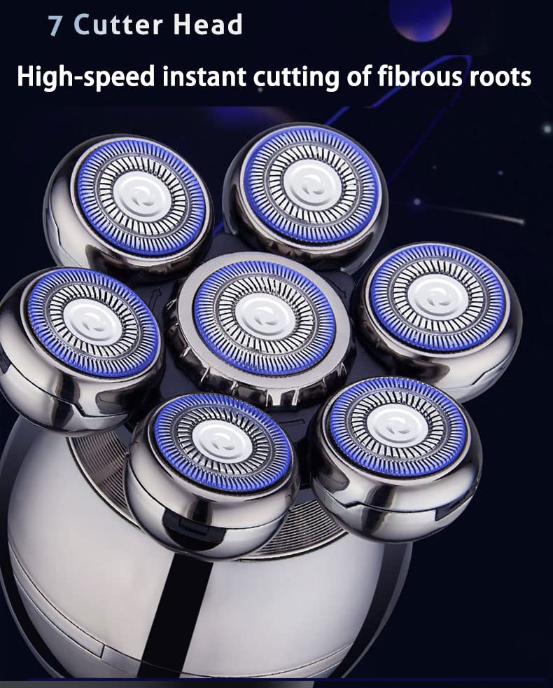 Upgrade 7 Heads Mens 5 In 1 Electric Head Shaver For Bald Men,Multifunctional Electric Razor For Men,Cordless Rechargeable Trave