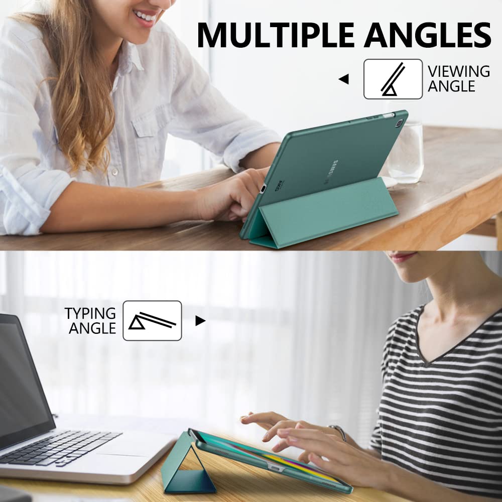 MoKo Case Fit Samsung Galaxy Tab S5e 2019, Ultra Thin Slim Shell Trifold Stand Cover with Frosted Back with Auto Wake and Sleep for Galaxy Tab S5e SM T720/SM T725 2019 Tablet, Midnight Green