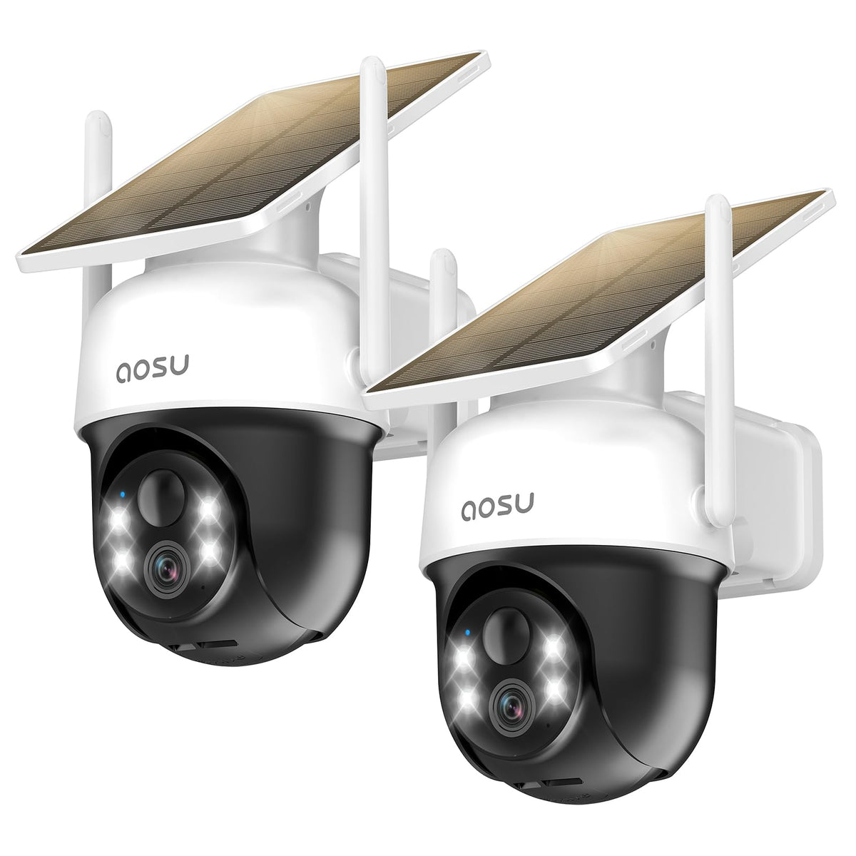 AOSU Solar Camera Outdoor Wireless - 100% Wire-Free Outdoor Security Camera Wireless with Fixed Solar Panel,360 Panoramic View, 