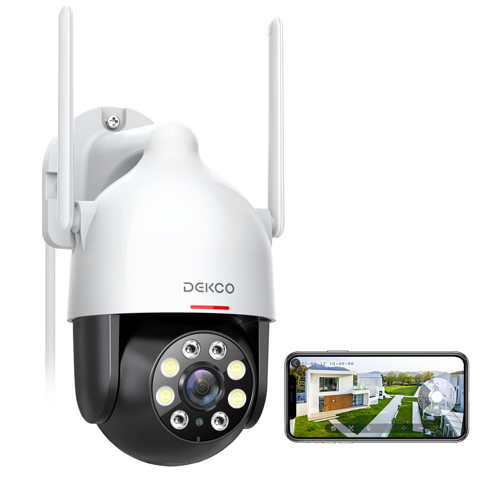 Dekco 2K Wifi Surveillance Security Camera Outdoor/Home/Dome, Pantilt 360 View, 3Mp, Motion Detection And Siren, 2Way Audio,Fu