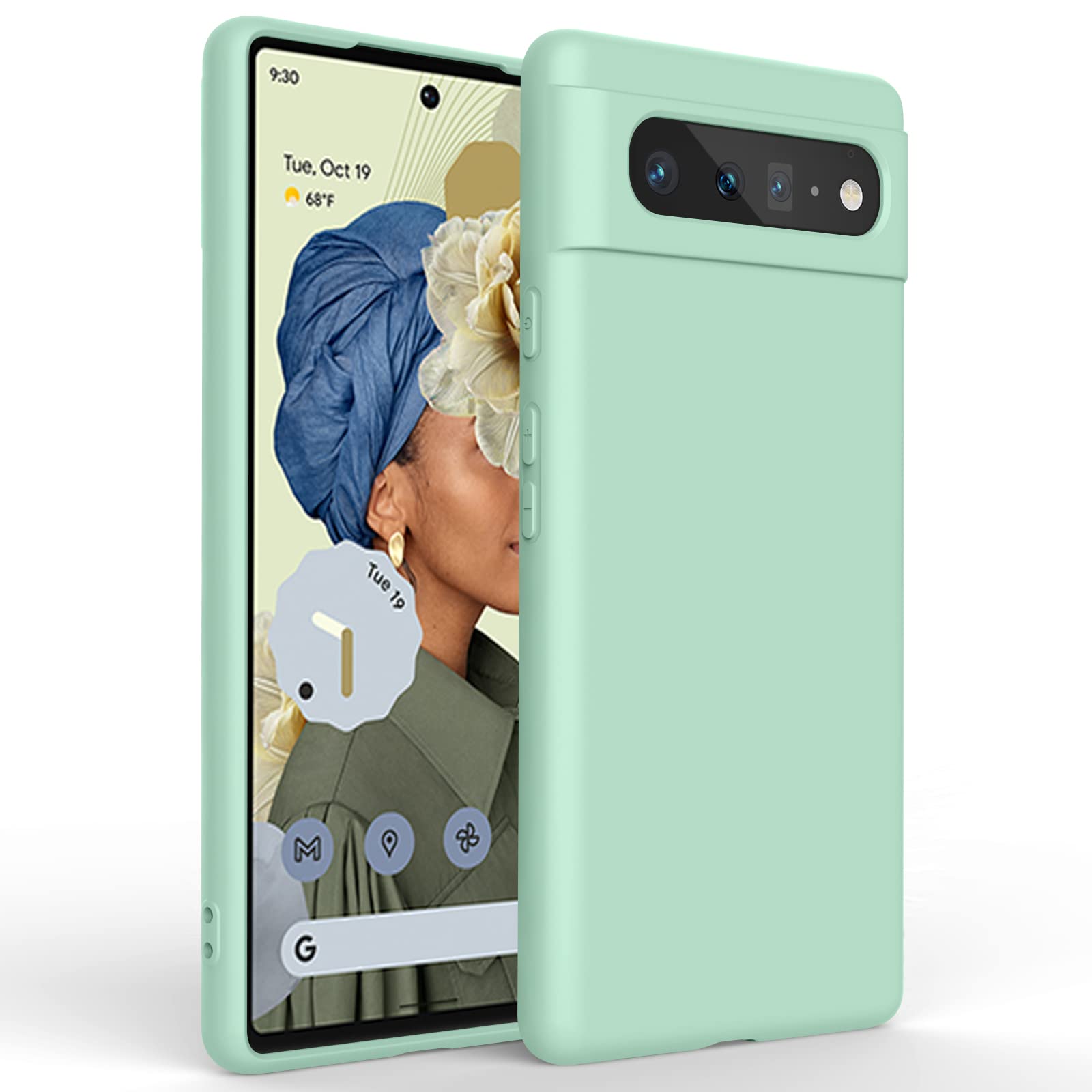 Amzpas Silicone Phone Case Compatible with Google Pixel 6, Soft Protective Smart Phone Case for Women Men, Durable Anti-Scratch 