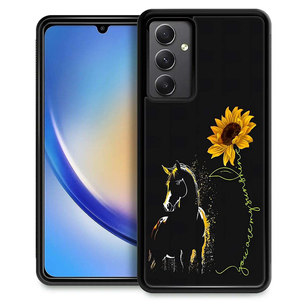 Fkbrcl4U For Samsung Galaxy A54 5G Case, Horse Sunflower Yellow Sunshine Pattern Graphic Design Girl Boy Soft Silicone Hard Acry