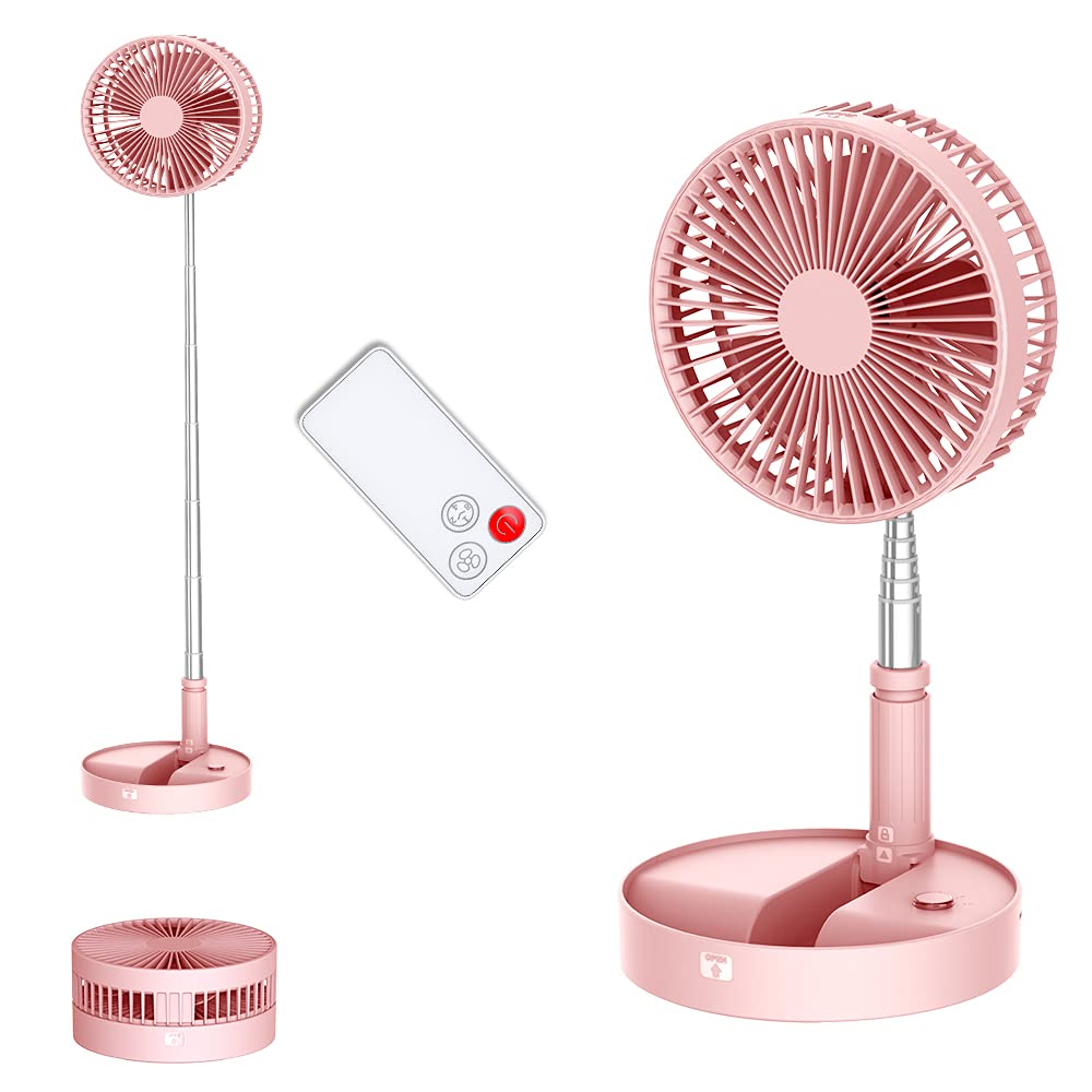 UN UNITEDTIME Desk and table fan, foldable Fan Portable Travel Fans Battery Operated,Adjustable Height My Foldaway fan with remo