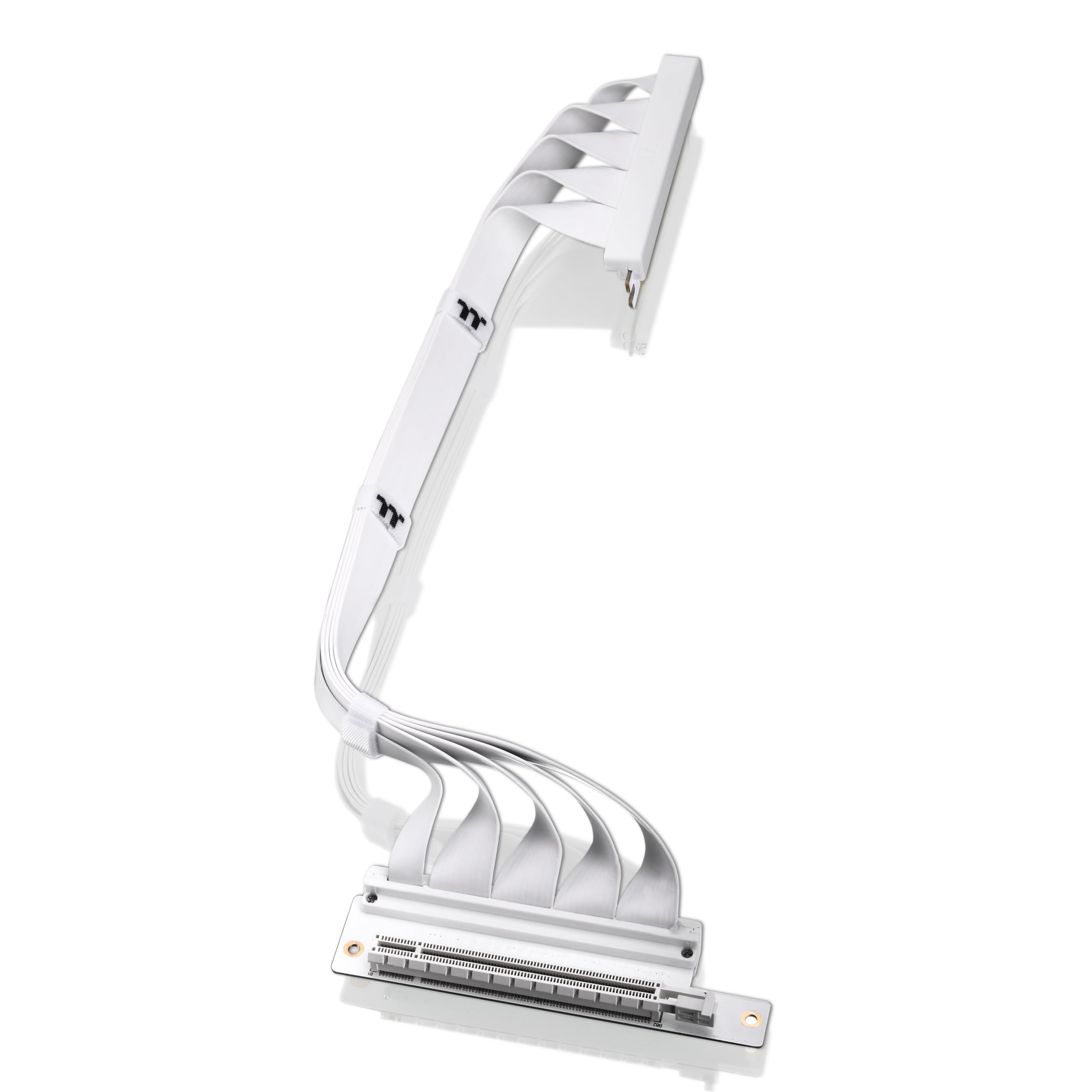 Thermaltake PCIe 4.0 Dual 90Degree Connectors Riser Cable; White; 16Gbps High-Speed Transmission; 400mm; EMI Shielding; AC-077-C